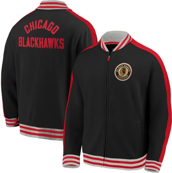 NHL Men's Chicago BlackHawks Varsity Red Full-Zip Track Jacket