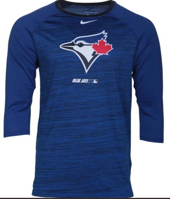 Nike Men's Toronto Blue Jays Ac Velocity Raglan Legend T-Shirt Rush Blue