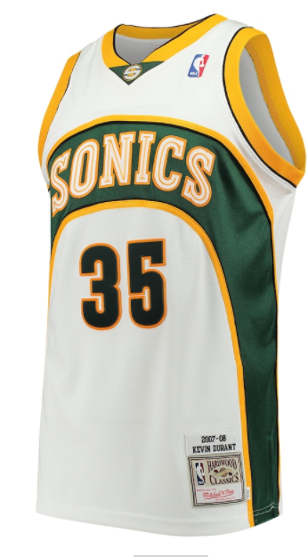 Men's Mitchell & Ness Kevin Durant Seattle SuperSonics White Hardwood Classics Swingman Jersey