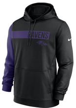 Load image into Gallery viewer, Men&#39;s Nike Black/Purple Baltimore Ravens Colorblock Performance - Pullover Hoodie
