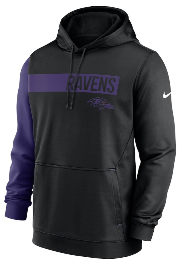 Men's Nike Black/Purple Baltimore Ravens Colorblock Performance - Pullover Hoodie