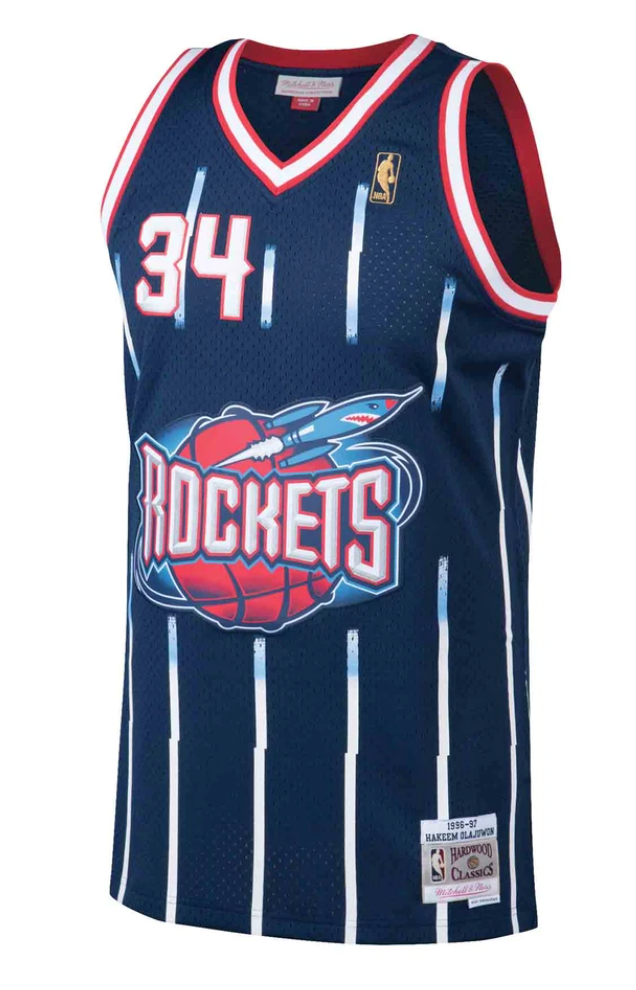 Men's Houston Rockets Hakeem Olajuwon Mitchell & Ness Blue 1996-97 Hardwood Classics Swingman Jersey