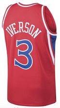 Load image into Gallery viewer, Men&#39;s Philadelphia 76ers Allen Iverson Mitchell &amp; Ness Red 1996-97 Hardwood Classics Swingman Jersey
