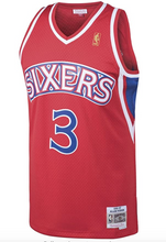 Load image into Gallery viewer, Men&#39;s Philadelphia 76ers Allen Iverson Mitchell &amp; Ness Red 1996-97 Hardwood Classics Swingman Jersey
