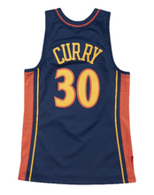 Load image into Gallery viewer, Men&#39;s Mitchell &amp; Ness Stephen Curry Golden State Warriors Blue NBA Hardwood Classics Swingman Jersey
