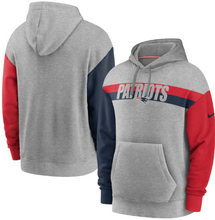 Load image into Gallery viewer, New England Patriots Nike Heathered Gray Fan Gear Heritage Tri-Blend Pullover Hoodie
