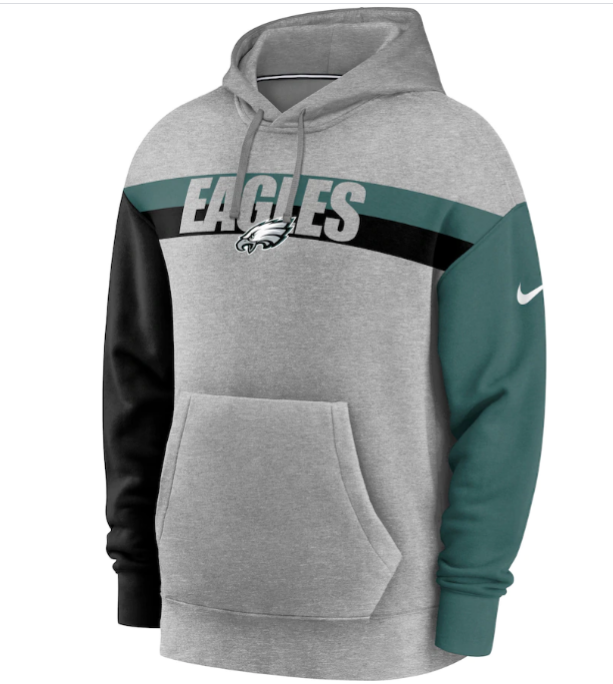 Men's Nike Philadelphia Eagles Heritage Tri-Blend Grey, Black & Green Pullover NFL Hoodie