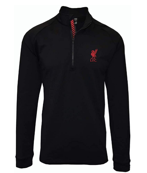 Men's Liverpool Long Sleeve 1/4 Zip Black Polo Soccer T-Shirt / Tee