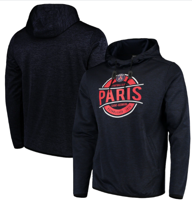 Men's Paris Saint-Germain Heathered Navy Pullover Soccer Hoodie