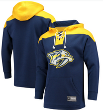 Load image into Gallery viewer, Nashville Predators Fanatics Branded Navy Lace-Up - Pullover Hoodie
