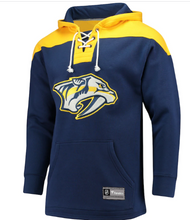 Load image into Gallery viewer, Nashville Predators Fanatics Branded Navy Lace-Up - Pullover Hoodie
