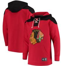 Load image into Gallery viewer, Chicago Blackhawks Fanatics Branded Red/Black Breakaway - Lace-Up Pullover Hoodie
