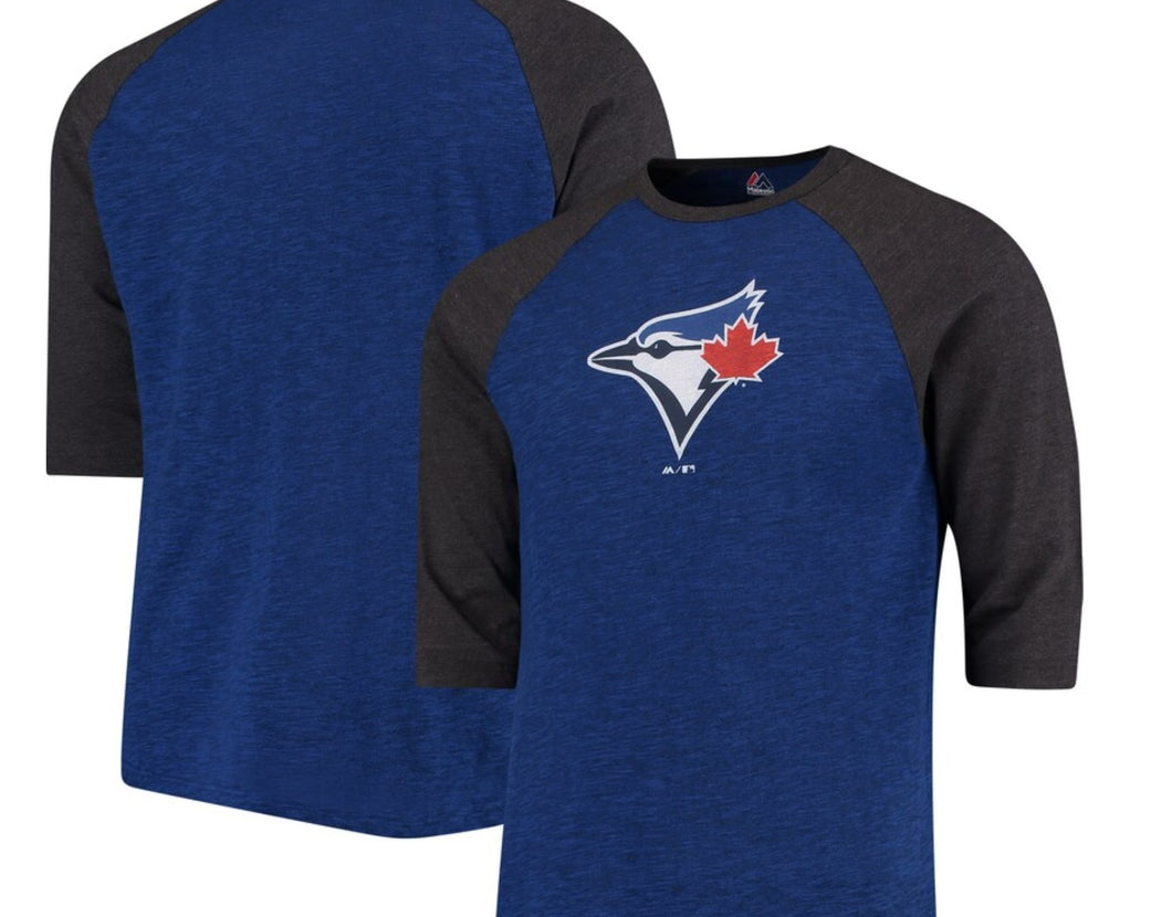 Toronto Blue Jays Majestic Grueling Ordeal 3/4-Sleeve Raglan T-Shirt - Royal