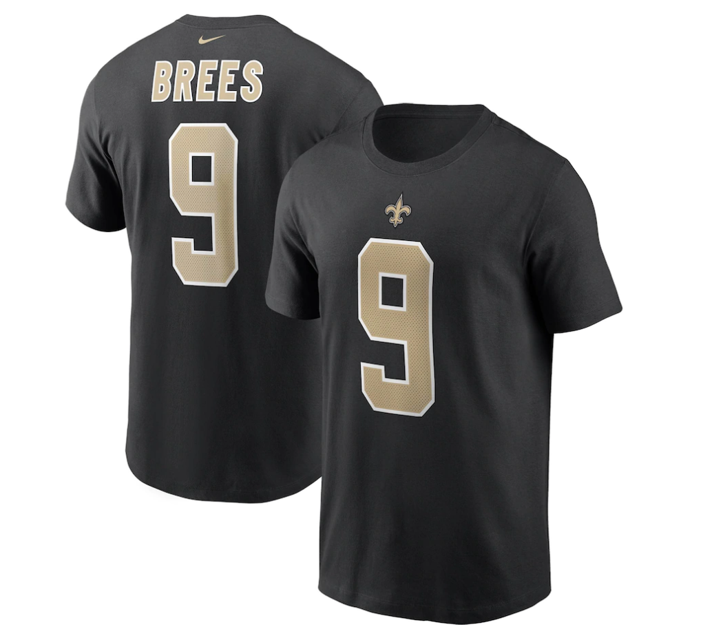 Men's Nike Drew Brees Black New Orleans Saints Player Name & Number - T-Shirt