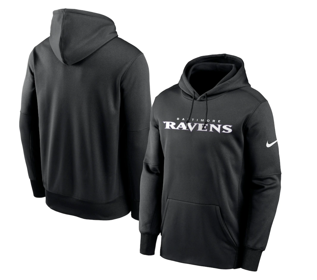 Men's Nike Black Baltimore Ravens Fan Gear Wordmark Performance Pullover Hoodie