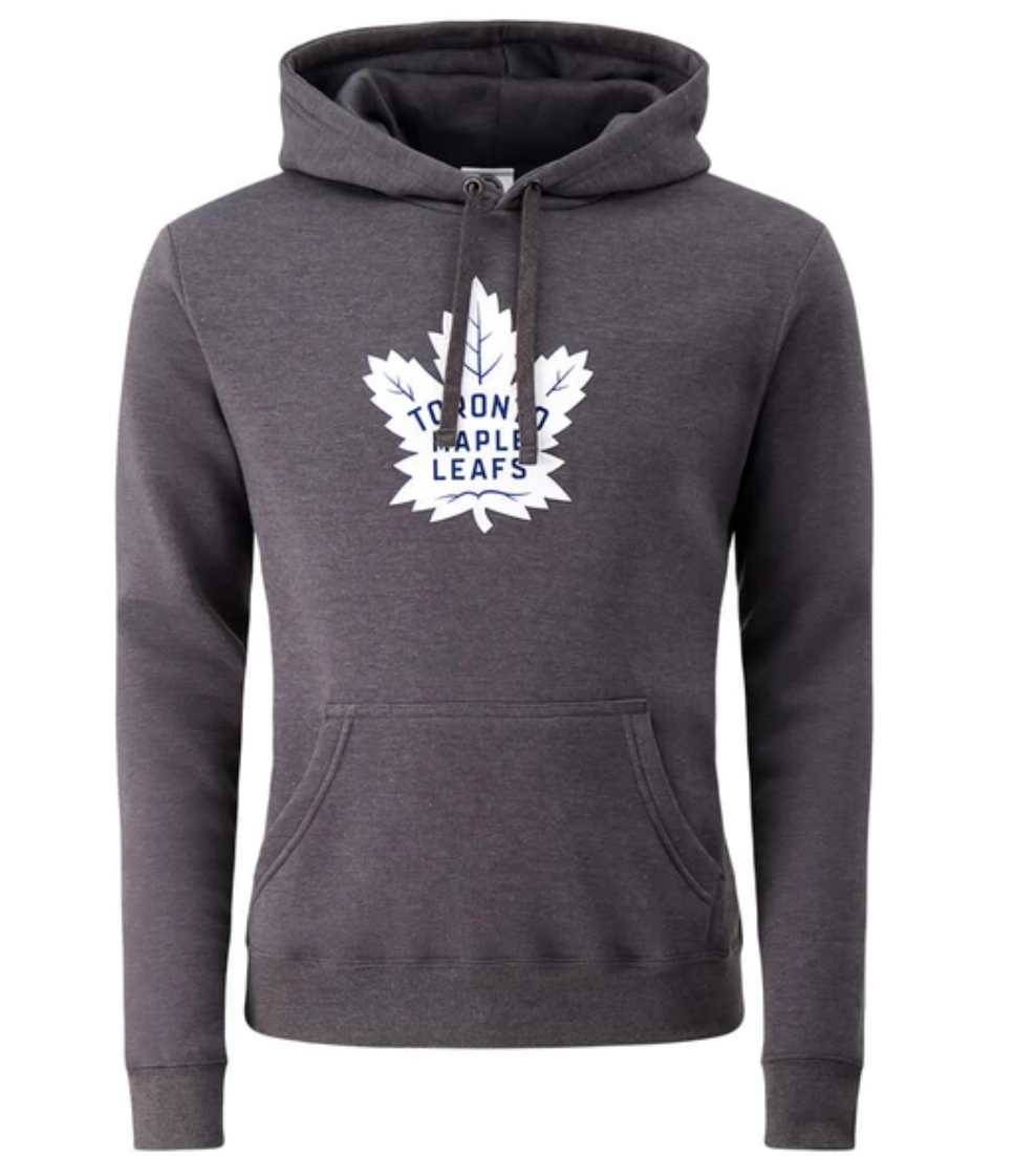 Fanatics Men's Toronto Maple Leafs Primary Logo Tech Patch Pull Over Hoody Charcoal Heather
