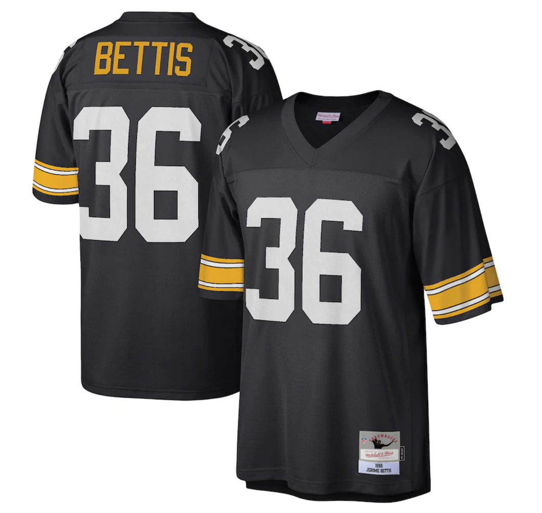 Men's Pittsburgh Steelers Jerome Bettis Mitchell & Ness Black Legacy Replica Jersey
