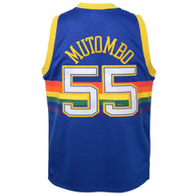 Load image into Gallery viewer, Men&#39;s Mitchell &amp; Ness Dikembe Mutombo Denver Nuggets Blue NBA Hardwood Classics Swingman Jersey
