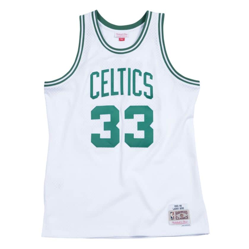 Men's Mitchell & Ness Larry Bird Boston Celtics White NBA Hardwood Classics Swingman Jersey