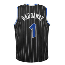Load image into Gallery viewer, Men&#39;s Mitchell &amp; Ness Penny Hardaway Orlando Magic Black Pinstripe NBA Hardwood Classics Swingman Jersey

