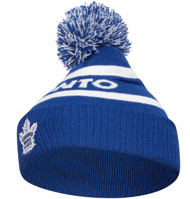 Toronto Maple Leafs Adidas Navy Head Name Cuffed  Pom Knit Hat/Toque