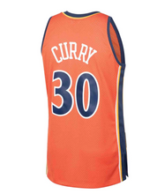 Load image into Gallery viewer, Men&#39;s Mitchell &amp; Ness Stephen Curry Golden State Warriors Orange NBA Hardwood Classics Swingman Jersey
