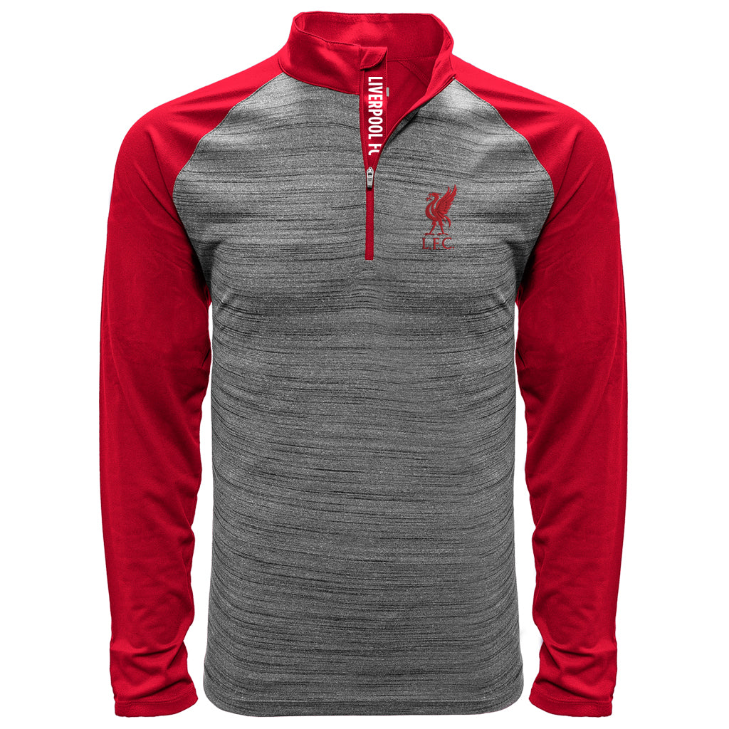 Men's Liverpool FC Long Sleeve 1/4 Zip Grey/Red Soccer T-Shirt / Tee