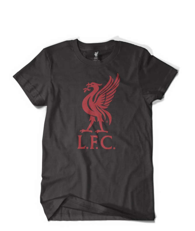 Men's Liverpool FC Team Logo Black & Red Soccer T-Shirt / Tee