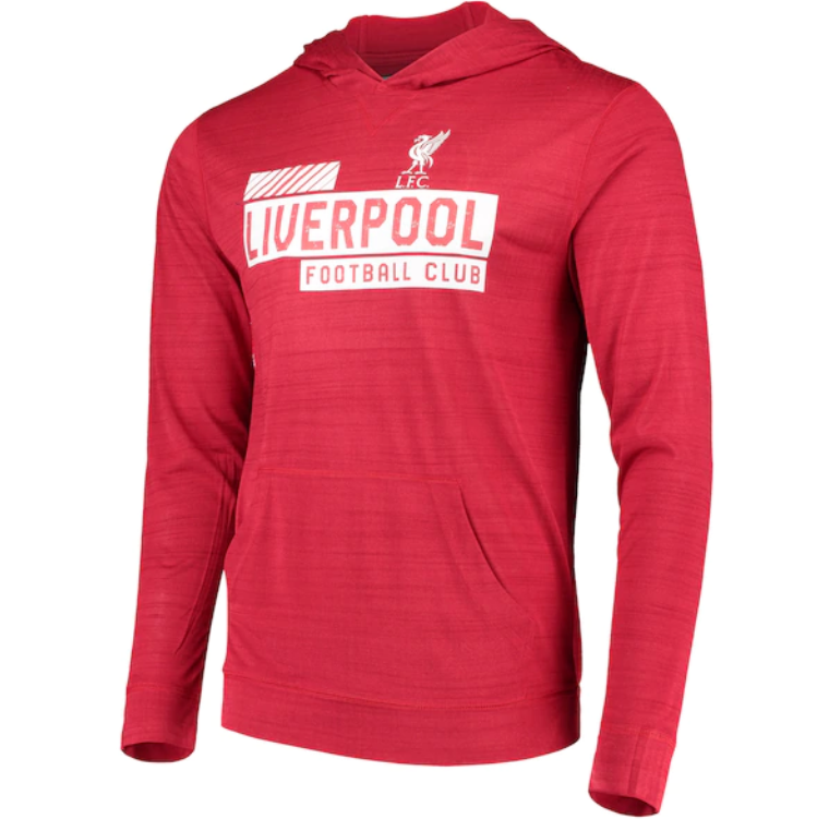 Men's Liverpool Heathered Red Lightweight Pullover Soccer Hoodie