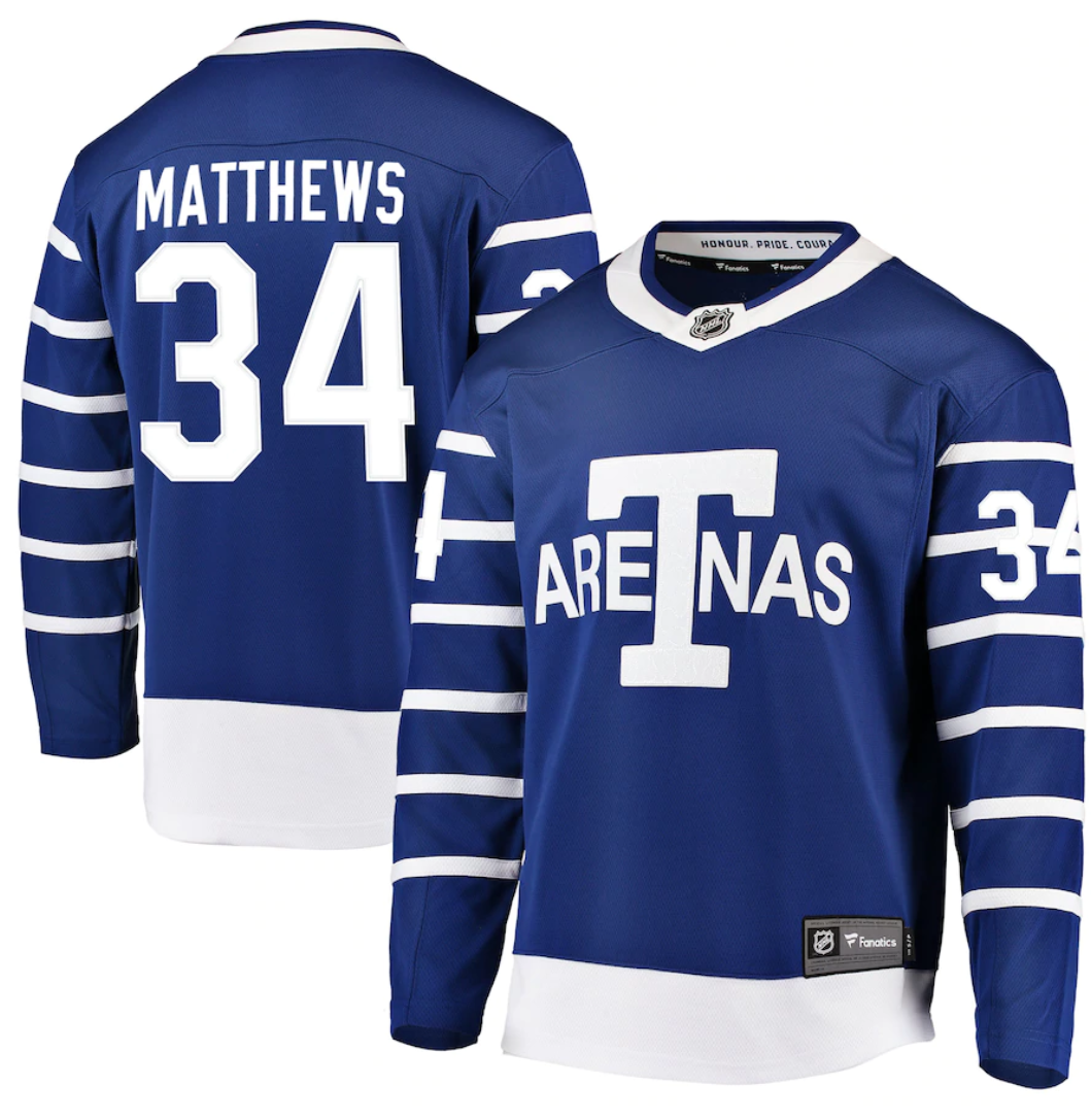 Men's Fanatics Toronto Arenas Auston Matthews Throwback Breakaway Royal Blue NHL Jersey