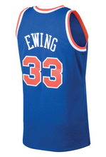 Load image into Gallery viewer, Men&#39;s Mitchell &amp; Ness Patrick Ewing New York Knicks Blue NBA Hardwood Classics Swingman Jersey
