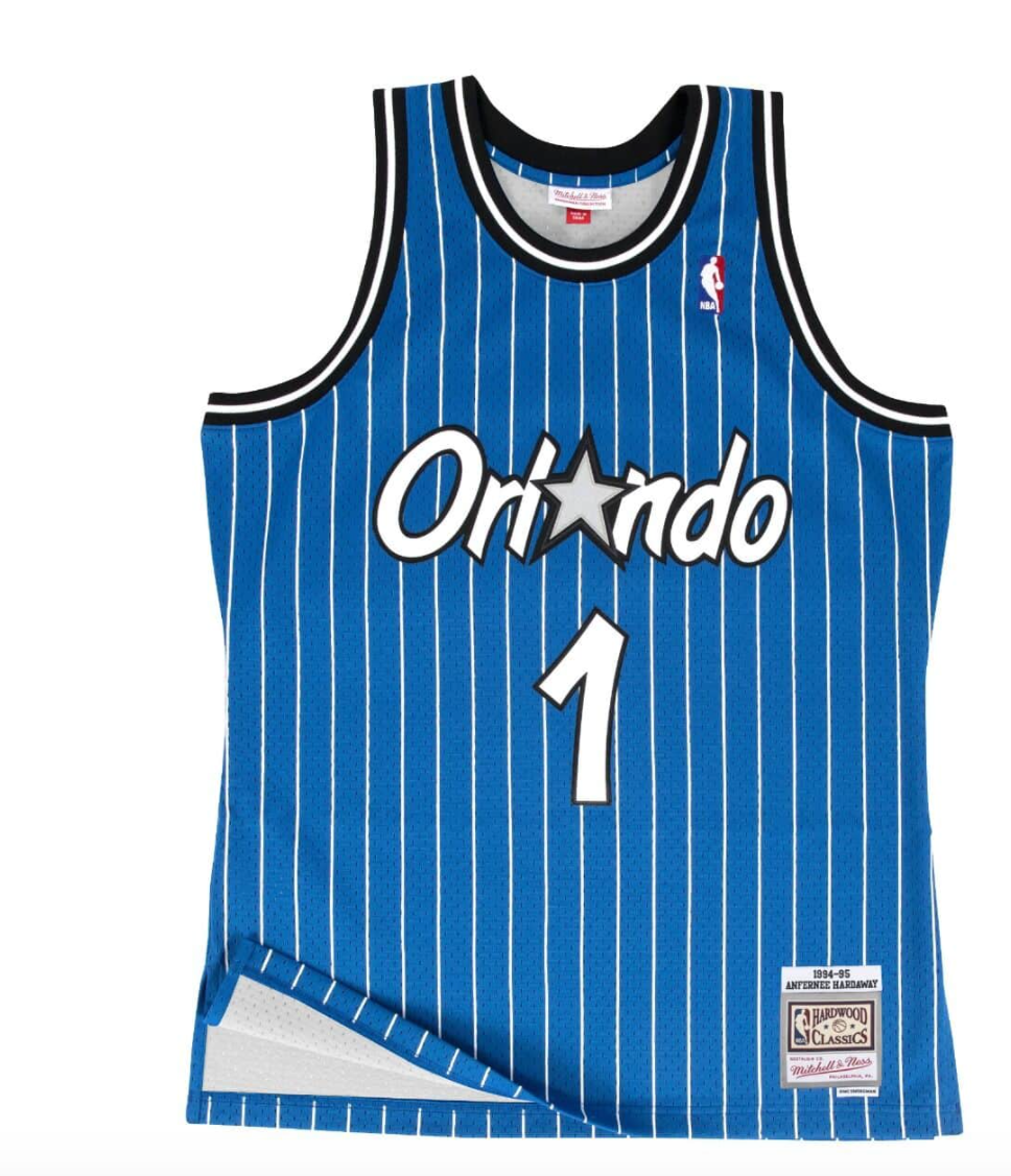 Men's Mitchell & Ness Penny Hardaway Orlando Magic Blue Pinstripe NBA Hardwood Classics Swingman Jersey