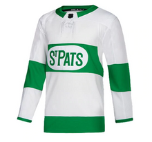 Load image into Gallery viewer, Men&#39;s Toronto Maple Leafs Adidas St. Pats Authentic White &amp; Green NHL Jersey
