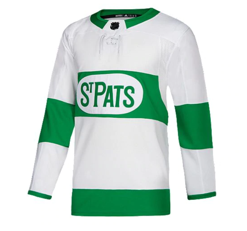 Men's Toronto Maple Leafs Adidas St. Pats Authentic White & Green NHL Jersey