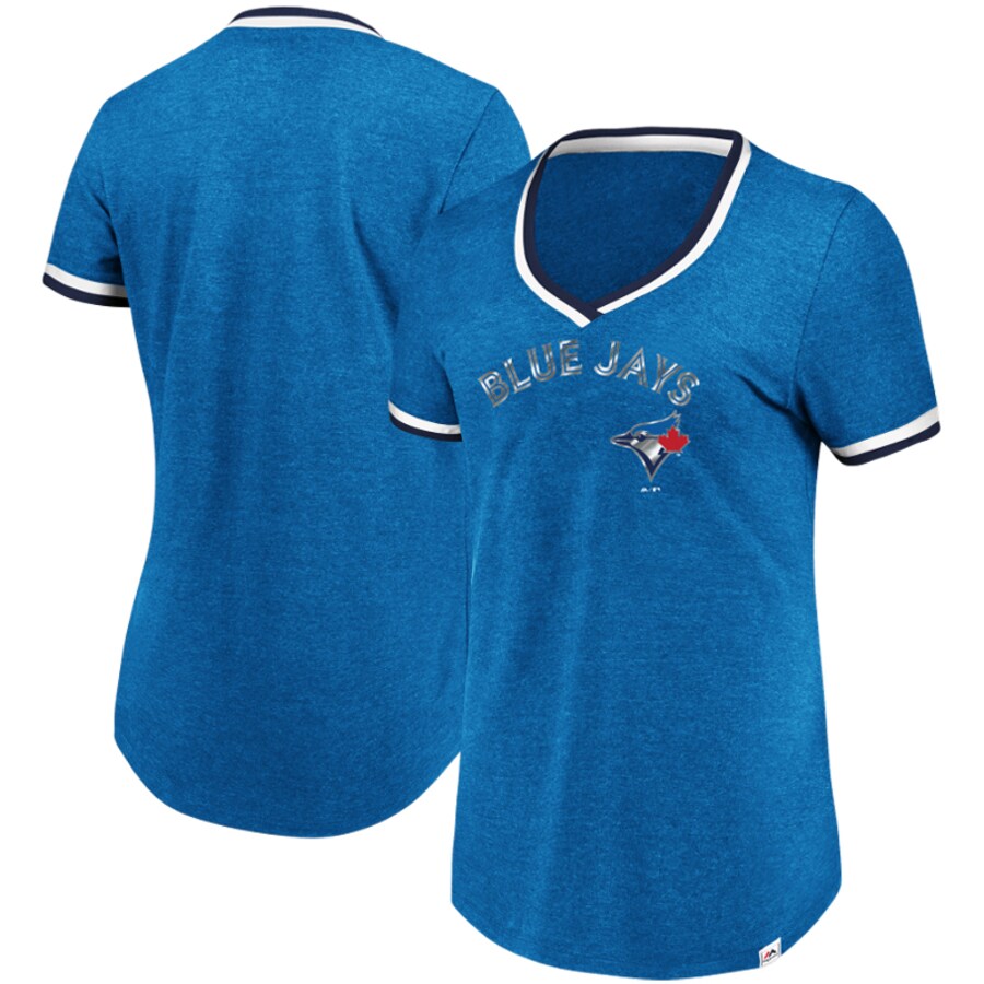 Women's Toronto Blue Jays Majestic Royal Driven By Results V-Neck T-Shirt